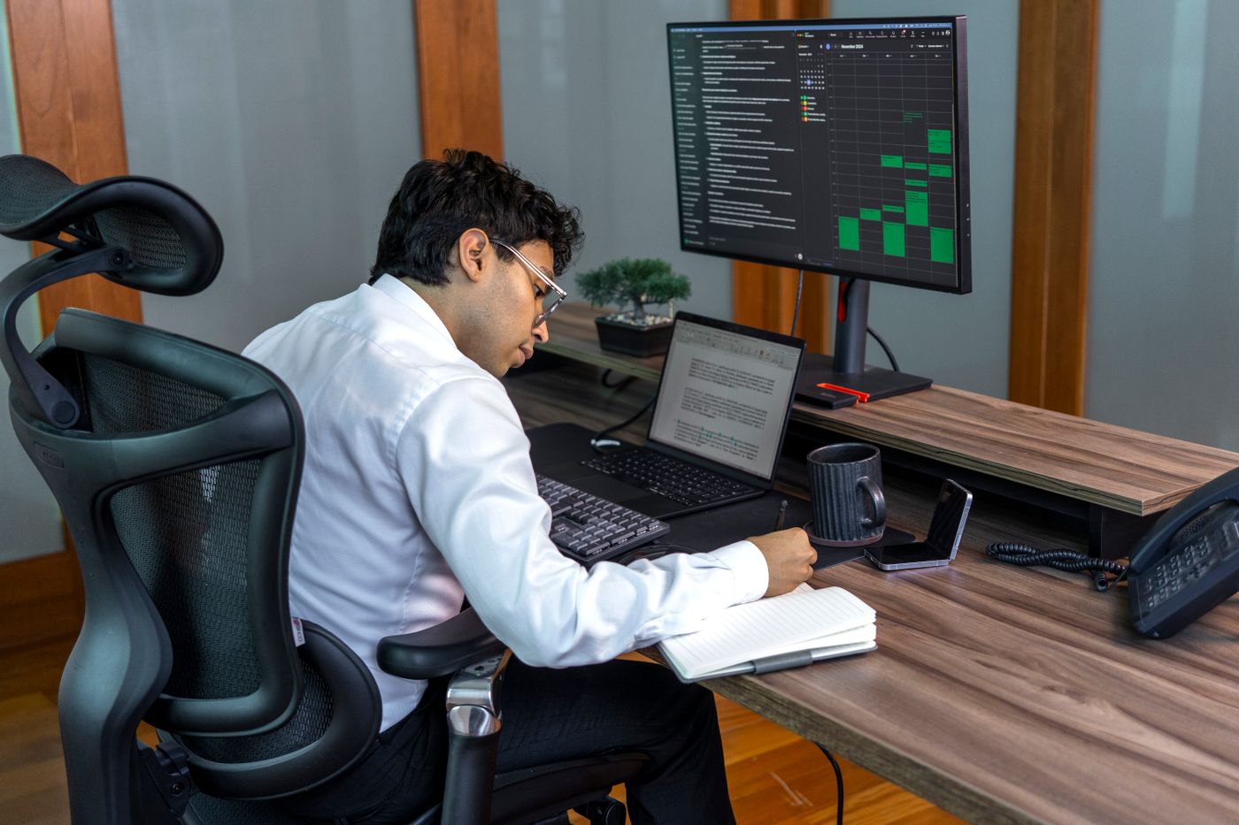 Data professional reviewing information on a desktop screen