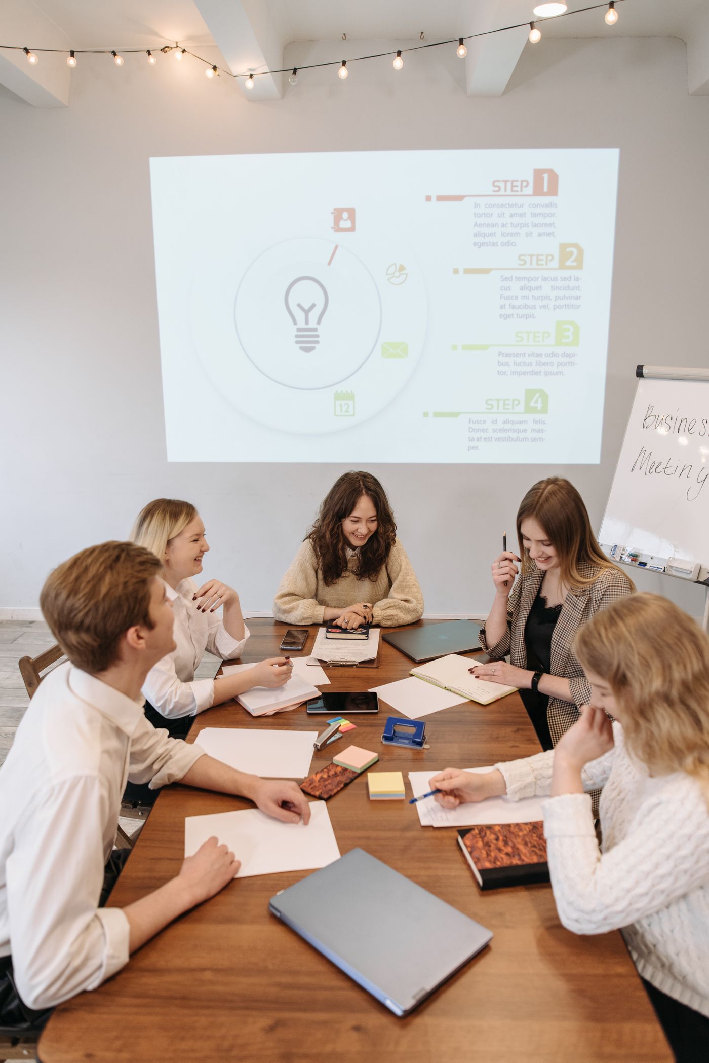 Business team preparing for a sales meeting